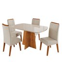 Ver imagem 2 de Conjunto Sala de Jantar 4 Lugares Tampo Barril de Vidro/MDF Poligna Yescasa Bege/Mel/Off White