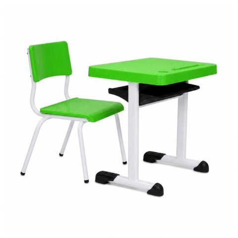 Kit Escolar Individual Verde – (Mesa e Cadeira) – Juvenil 06 a 09 Anos – Realplast - Cor Verde