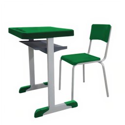 Kit Escolar Individual VERDE – (Mesa e Cadeira) – JUVENIL 06 a 09 Anos – REALPLAST - COR VERDE - 410 - 1