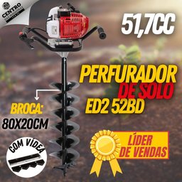 Perfurador De Solo Kawashima ED2 52-BD 52cc Motor 2 Tempos Com Broca Resistente de 80x20cm - 2