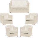 Ver imagem 2 de Kit Namoradeira + 4 Poltronas Decorativas para Sala Mila Suede Cores Pé de Plastico Cromado