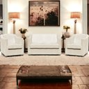 Ver imagem 1 de Kit Namoradeira + 4 Poltronas Decorativas para Sala Mila Suede Cores Pé de Plastico Cromado