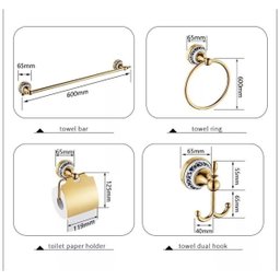Kit de Acessórios para Banheiro Dourado com Pedra 4 Peças - 7