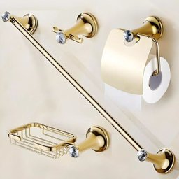Kit de Acessórios para Banheiro Dourado com Pedra 4 Peças - 6