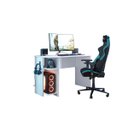 Ver imagem 2 de Mesa para Computador Escritório e Gamer 2 Prateleiras Escrivaninha Branco - Qmovi