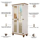 Ver imagem 5 de Kit Aparador Buffet 130cm com Cristaleira 2 Portas Vidro Alegra S05 Off White Nogueira - Lyam Decor