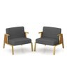 Kit 2 Poltronas Decorativa Newark Dourado/cinamomo/suede Cinza - M.a Dourado/cinamomo/suede Cinza - 1