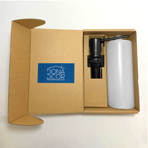 Dispenser Detergente Preto Bancada 500ml Inox304 Fosco Black Bico Reto Porta Sabonete Liquido para B