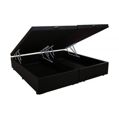 Base Box Baú Casal Preto Bipartido Rr Colchões Suede
