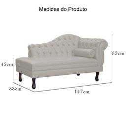 Recamier Divã Larissa Capitonê Lado Esquerdo Corino Cores - S.A Móveis - Bege - 6