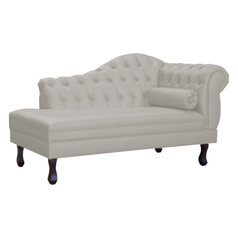 Recamier Divã Larissa Capitonê Lado Esquerdo Corino Cores - S.A Móveis - Bege