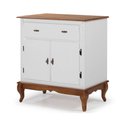 Ver imagem 1 de Balcão Buffet Aparador Florença 80cm 2 Portas 1 Gaveta Pés Luiz Xv - Laca Nude/ Imbuia