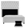 Kit Cabeceira e Calçadeira Liz P02 140 cm Casal Suede Branco - ADJ Decor - 1