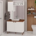 Ver imagem 1 de Conjunto de Banheiro Modulado 100% MDF Americano 3 Peças Iluminata Branco/Ébano