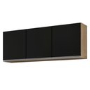Ver imagem 3 de Armário Aéreo 150cm 3 Portas Argélia Castanho/Preto - Lumil