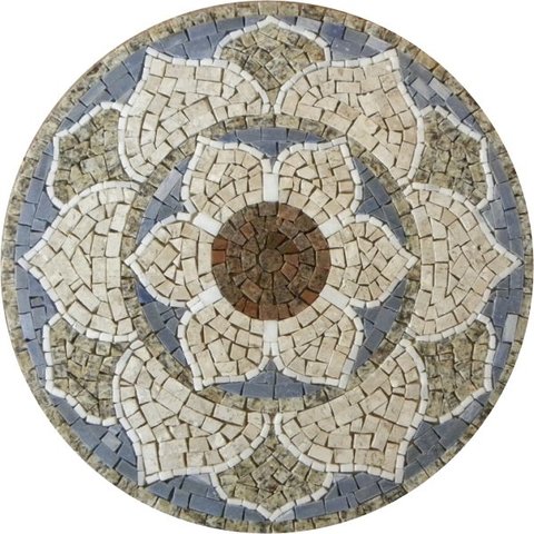 Mandala Indiana Piso Mosaico Lótus Iii 90cm