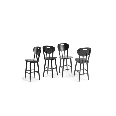 Kit 4 Cadeiras Altas de Madeira Torneada - 63cm Preta