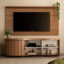 Ver imagem 1 de Rack Painel com Suporte para TV até 60 Polegadas 153CMX180CM Marrom Cinamomo/Off White