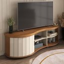 Ver imagem 3 de Rack Painel com Suporte para TV até 60 Polegadas 153CMX180CM Marrom Cinamomo/Off White