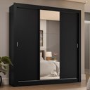 Ver imagem 1 de Guarda-roupa Casal 3 Portas de Correr com Espelho 4 Gavetas Preto Sublime Plus Madesa