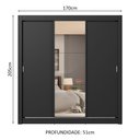 Ver imagem 4 de Guarda-roupa Casal 3 Portas de Correr com Espelho 4 Gavetas Preto Sublime Plus Madesa