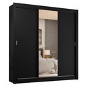 Ver imagem 3 de Guarda-roupa Casal 3 Portas de Correr com Espelho 4 Gavetas Preto Sublime Plus Madesa