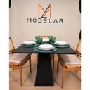 Ver imagem 3 de Mesa de Jantar Loft 4 Lugares Quadrada MDF 100x100cm Ébano Modelar Art