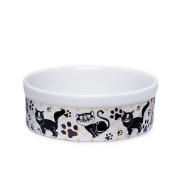 Kit Comedouro e Bebedouro de Porcelana 600ml Patinhas Gato - 2
