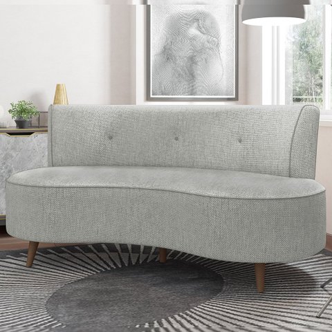 Sofá Living 3 Lugares 160cm Aang Pés Palito Linho Cinza G33 - Gran Belo