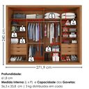Ver imagem 3 de Guarda Roupa Casal 2 Portas de Correr 6 Gavetas Colis 272 cm Cinamomo Areia Zanz
