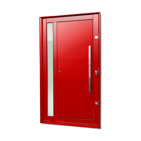 Porta Pivotante Alumínio Lambril Visione c/Pux.D.Elite Vermelho 216x100 Brimak
