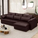 Ver imagem 2 de Sofá Retrátil para Sala de Estar 4 Lugares 297cm Riza S03 Couro Caramelo - Lyam Decor