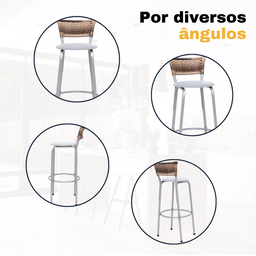 Kit 6 Banqueta Bistro para Cozinha Junco Cappuccino Àrea Gourmet Balcão Bancada bares Churrasqueira - 5