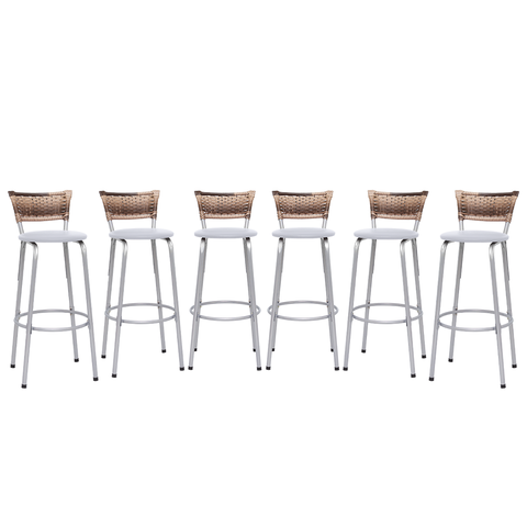 Kit 6 Banqueta Bistro para Cozinha Junco Cappuccino Àrea Gourmet Balcão Bancada bares Churrasqueira