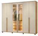 Ver imagem 2 de Guarda Roupa Belgica Cinamomo Off White 06 Portas Casal com 02 Portas Vidro Reflecta LED e Pes