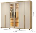 Ver imagem 4 de Guarda Roupa Belgica Cinamomo Off White 06 Portas Casal com 02 Portas Vidro Reflecta LED e Pes