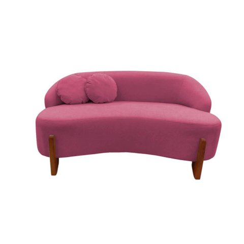 Namoradeira Sofá Feijão Moscou 150cm Orgânica Veludo Rosa