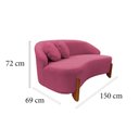 Ver imagem 2 de Namoradeira Sofá Feijão Moscou 150cm Orgânica Veludo Rosa