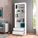 Ver imagem 2 de Livreiro com 2 Gavetas Moderno 4 Prateleiras 4 Nichos MDF Qmovi