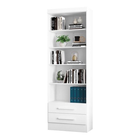 Livreiro com 2 Gavetas Moderno 4 Prateleiras 4 Nichos MDF Qmovi