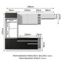 Ver imagem 3 de Armário de Cozinha Completa 290cm Branco/Preto/Branco Safira Madesa 14