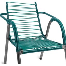 Kit 4 Cadeiras de Jardim Alpendre Cordinha Descanso Área Estrutura em Aço Fio Pvc Varanda Cor Verde - 4