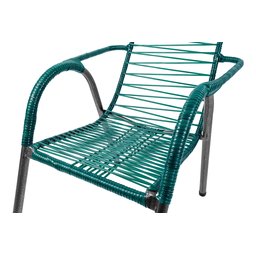 Kit 4 Cadeiras de Jardim Alpendre Cordinha Descanso Área Estrutura em Aço Fio Pvc Varanda Cor Verde - 5