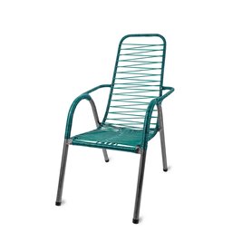 Kit 4 Cadeiras de Jardim Alpendre Cordinha Descanso Área Estrutura em Aço Fio Pvc Varanda Cor Verde - 2