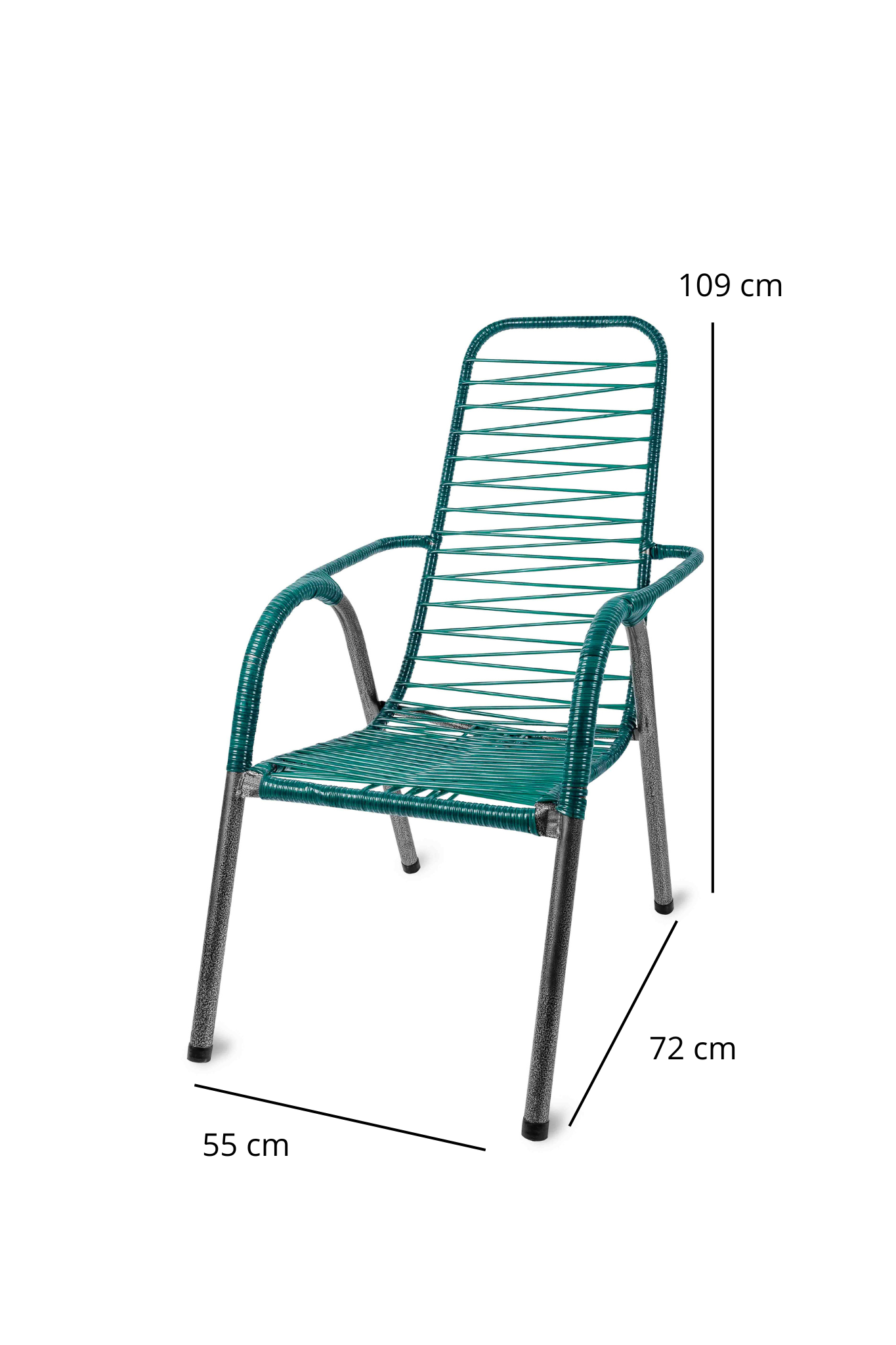 Kit 4 Cadeiras de Jardim Alpendre Cordinha Descanso Área Estrutura em Aço Fio Pvc Varanda Cor Verde - 6