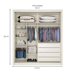 Guarda Roupa Zurique 2 Portas 100% Mdf Branco - Móveis Europa - 4