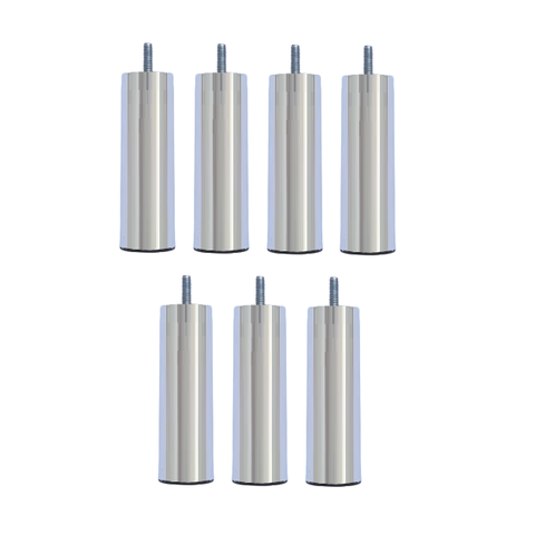 Kit 7 Pés de Cama Box ou Baú Queen King Tubo Cromado 13cm