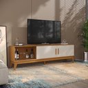 Ver imagem 7 de Rack Tv 65 Polegadas 2 Portas e Puxador de Madeira Colorado - Cedro e Off White