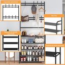 Ver imagem 7 de Cabideiro Sapateira Prateleira Organizadora Metálica 5 Níveis para Calçados Chapéu e Roupas - Preta