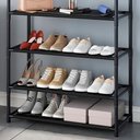 Ver imagem 6 de Cabideiro Sapateira Prateleira Organizadora Metálica 5 Níveis para Calçados Chapéu e Roupas - Preta